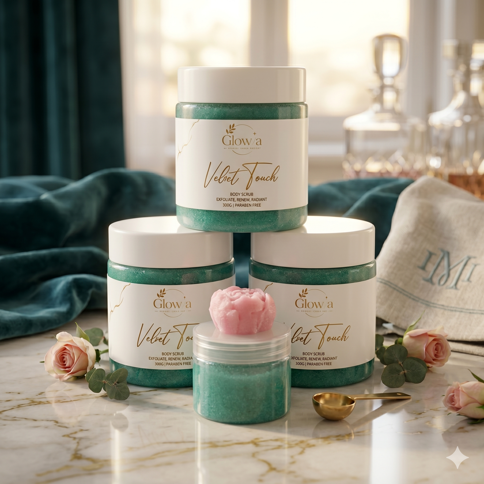 Glowva Velvet Touch Exfoliating Body Scrub – Nourishing Shea Butter & Vitamin E Skin Renewer (200g)