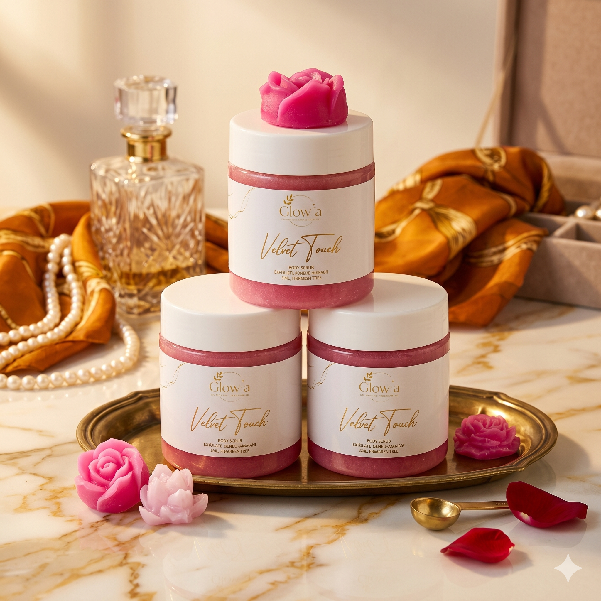 Glowva Velvet Touch Exfoliating Body Scrub – Nourishing Shea Butter & Vitamin E Skin Renewer (200g)